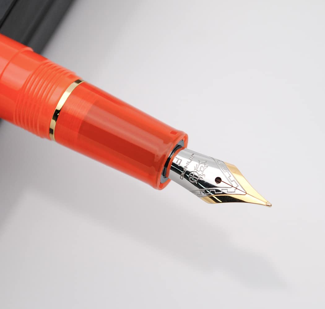 JINHAO 82 Celluloid Fountain Pen Acrylic Ink Pen with Ink Converter (Fine Nib, Gold Clip-Transparent Orange) - Image 2