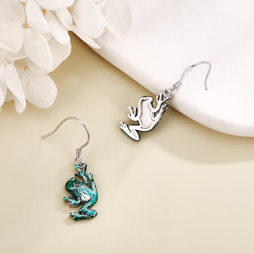 URONE Animal Earrings 925 Sterling Silver Squirrel/Frog/Duck/Flamingo/Raccoon/Bear/Bee/Red Panda Dangle Earrings Animal Jewelry Gifts for Women4