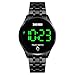 Produktbild FeiWen Fashion Edelstahl Herrenuhr LED Digital Elektronik Licht Datum Uhren Berühren Armbanduhr (Schwarz)
