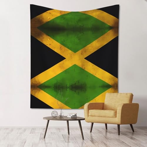 sdfunn Tapiz de pared impreso con la bandera de Jamaica antigua para apartamento, dormitorio, sala de estar, dormitorio, 60 x 51 pulgadas, hogar de moda