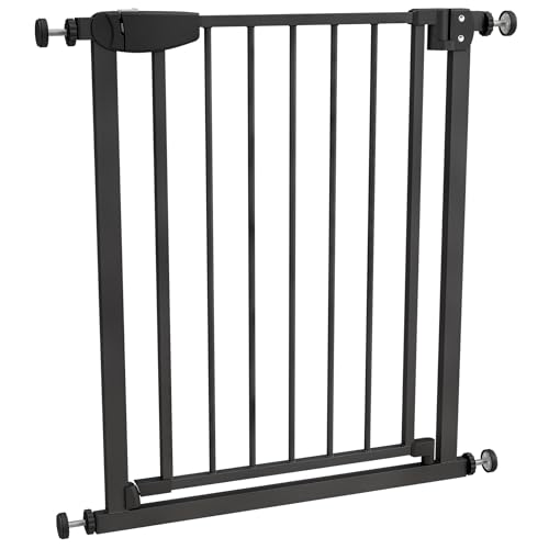 ALMAR Baby Barriera di sicurezza 61-68 cm nera; montaggio facile senza viti per porte, corridoi o scale per bambini o animali domestici|Recinzione bianca con chiusura automatica girevole su entrambi i