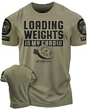 Gymish Lifestyle Loading Weights is My Cardio Gym Workout T-Shirt for Men, Motivational Shirts (3XL, Military Green Branded)