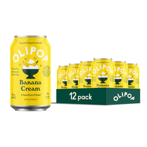 OLIPOP Prebiotic Soda Pop, Banana Cream, A New Kind of Soda Packed with Prebiotics, Fiber, and Botanicals, Gluten Free, Vegan
