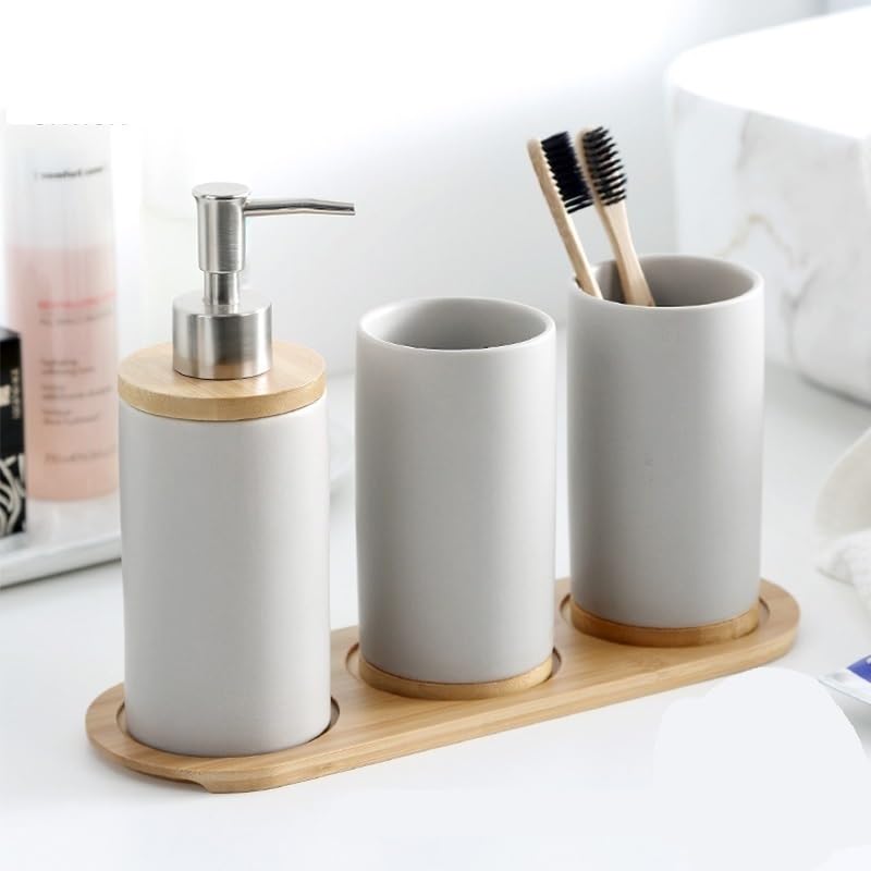 Set Di Dispenser Per Sapone Da Bagno Set di accessori for il bagno da 3 pezzi Dispenser di sapone alla moda Porta spazzolino Bicchiere Prodotto for il bagno domestico Kit Con Dispenser Sapone(2Cup--1B