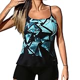 Frauen Zweiteiler Bandeau Tankini Badeanzüge Lockere Passform Badeanzüge Schwimmen Tank Top mit Shorts Teenager Mädchen T Shirt Heeren