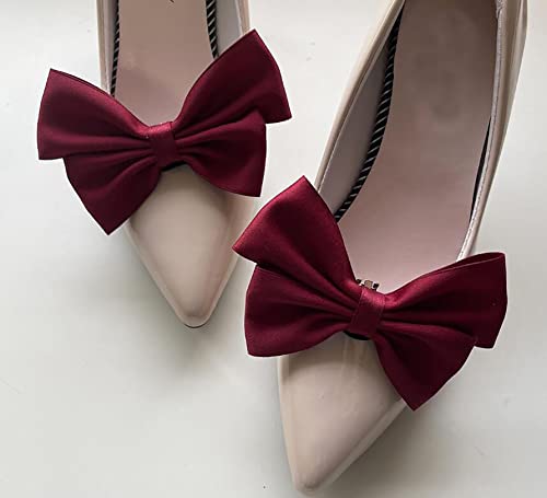 Image of Fodattm 2PCS Handmade Bow Knot Shoe Buckle Clips Wedding Shoe Decoration Charms DIY Crafts Findings Accessories Package