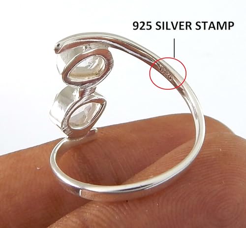 Image of AAA Quality Natural Herkimer Diamond 2 Stone Designer Healing 925 Sterling Silver Ring gift Herkimer Diamond ring for her raw gemstone handmade Ring Jewelry