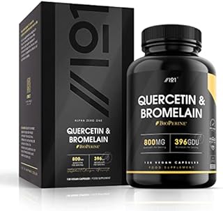 Plant-Based Quercetin 800mg & Bromelain 396 GDU with BioPerine® - Made from Sophora Japonica Extract (Quercetin) & Organic Pineapple (Bromelain). (120 Caps)