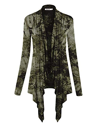 Image of Lock and Love Women's Draped Front Open Asymmetrical Cardigan - Casual Long Sleeve Lightweight Duster