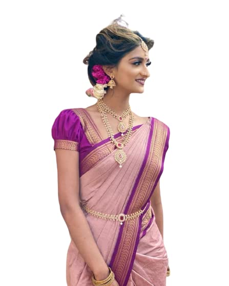 Image of Flosive Women's Kanjivaram Silk Saree With Handloom Weaving Work With Blouse Piece