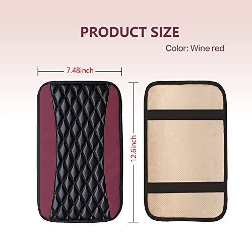 Trnoi Car Center Console Armrest Pad Cover,Universal Armrest Box Mat,12.6"X 7.5" Pu Fiber Leather Car Armrest Cover,Car Interior Accessories(Wine Red,1Pc) #TOP1