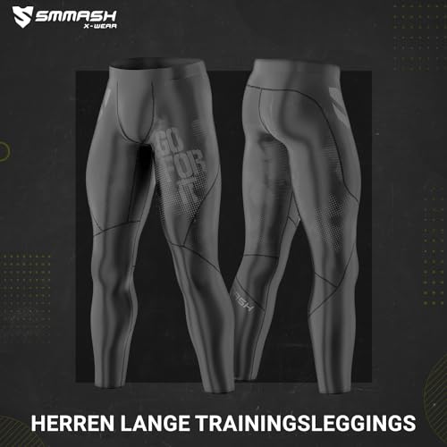 Foto von SMMASH Kompressionshose Herren Laufhose Lang Leggings Sportleggings Für Männer Atmungsaktiv Second Skin Technologie Running Hose