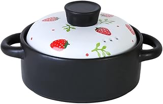 Clay Pot For Cooking Terracotta Stew Pot Clay Casserole Pot With Lid, Casserole Ceramic Soup Pot Milk Pot Tagine Pot (2.5L Pot)