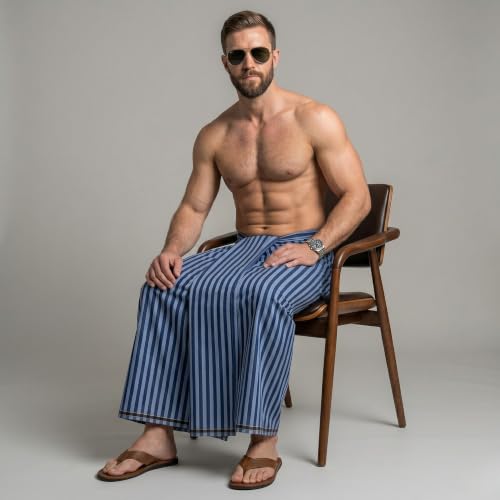 Image of Men's Cotton Lungi | Soft Breathable Wrap Around Lungi | Comfortable Daily & Home Wear for Men