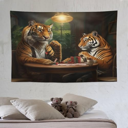 Tapisserie tigre pour habiller un grand mur vide de salon facilement