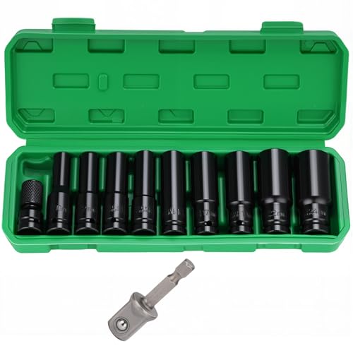 Sexyhot Douille Longue 1/2-6 Pans, 11 Pièces - Douille à Choc avec Boîte de Rangement, Épaissie - Jeu de Clés Hexagonales Intérieures, Application...