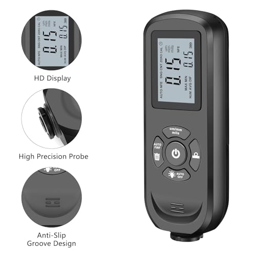 Medidor digital de espesor de recubrimiento, para pintura y capas, rango 0-2000 μm, sonda de alta precisión, calibración cero y multic punto, para metales automotrices e industriales miniatura 2