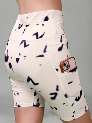 Image of Women's Polyester Stretchable Gym Shorts with Side Pockets High Waist Slim Fit Above Knee Length Activewear Tights Gym Fitness Cycling Running Yoga Shorts for Women