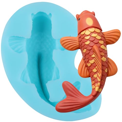YABONAN Koi Fish Silicone Molds Goldfish Fondant Mold for Cake Decorating Cupcake Topper Chocolate Candy Gum Paste Polymer Clay