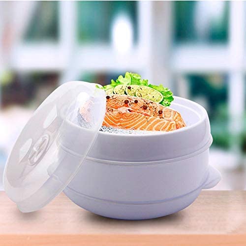 Olla para cocina al vapor en microondas. Vaporera de microondas. Comida sana y sin grasa. BPA free