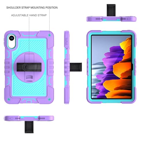 Image of ProElite for Xiaomi Redmi Pad 2 11 inch Case, Rugged 3 Layer Armor case Cover for Xiaomi Redmi Pad 2 11 inch Case with Hand Grip and Rotating Kickstand with Shoulder Strap, Purple Blue