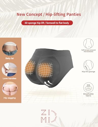 Image of Zimi Collection Butt Lifter Panties Underwear for Women with Removable Pads Seamless Booty Pads Hip Enhancer Panty