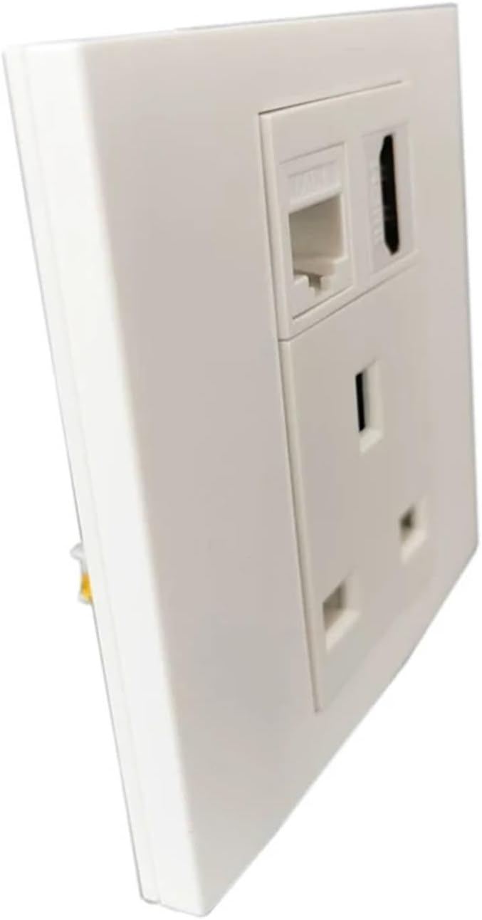 LAN CAT6 RJ45 Network HDMI2.0 Wall Plate with Power Panel Socket F Head Digital TV U Wall Frame 86mm(Charging USB)