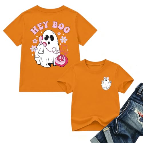 Halloween Shirts for Kids Toddler Ghost Graphic Tee Spooky Season Fall Tops - image 5