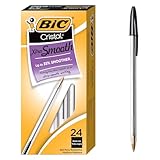 BIC Cristal Xtra Smooth Ballpoint Pen, Medium Point (1.0mm), Black, 24-Count