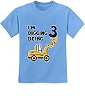 3rd Birthday Bulldozer Construction Party 3 Year Old Boy Toddler Kids T-Shirt 3T California Blue