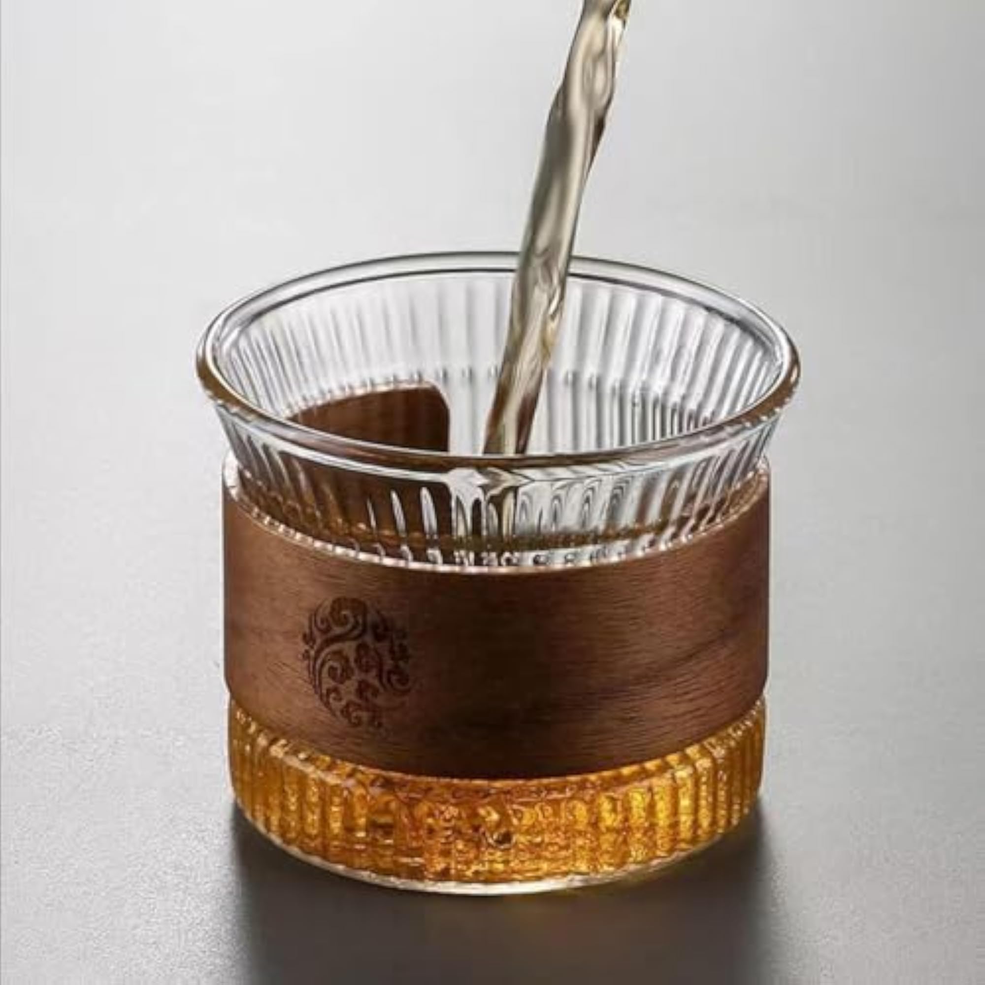 Multipurpose Transparent Glass Cup with Sleeve, Set of 2