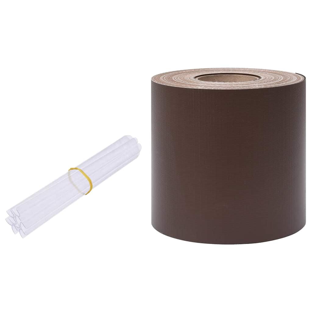 Pellicola protettiva per recinzione in PVC, 70 x 0,19 m, marrone, con 30 clip, resistente alle intemperie, per recinzione in metallo, protezione dal vento e ombra, per esterni