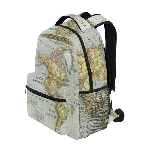 Image of Nander Backpack Travel World Map Painting School Bookbags Shoulder Laptop Daypack College Bag for Womens Mens Boys Girls, World Map, 11.4x6.9x16in, Daypack Backpacks