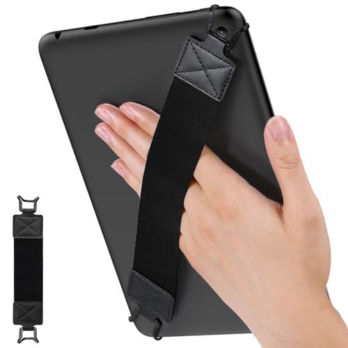 MoKo Handschlaufe für 9' - 11' iPad/iPad Pro oder Air/Kindle Fire HD/Samsung/Lenovo Tablet - Elastisches Halteband mit Tragbarer Tablet Fingerhalterung - Schwarz Gurt