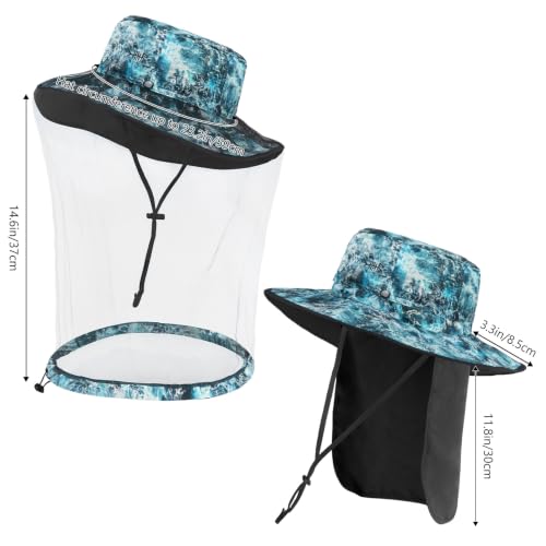 Image of BASSDASH UPF 50+ Mosquito Sun Hat with Hidden Head Net and Neck Flap for Men Women Outdoor Fishing Hiking Camping