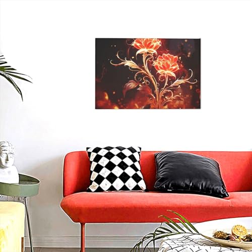 Toile murale fleurs de feu, affiche décoration salon 45cm - 5