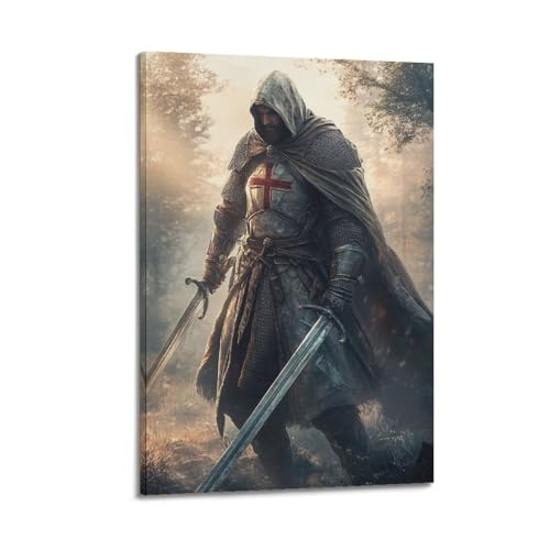 Poster catholique style croisé en toile avec cadre pour sublimer un mur vide