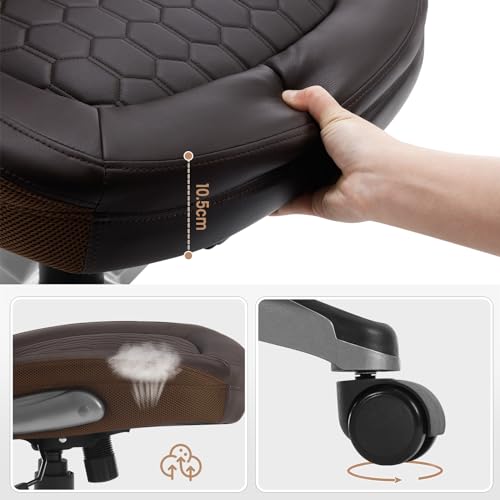 Sedia Ergonomica da Ufficio con Supporto Lombare, Poltrona Ufficio con Funzione Basculante e Braccioli Regolabili, Altezza Regolabile, PU, Nero - Sedia gaming - Immagine 5