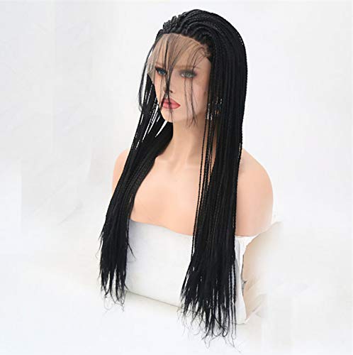 Braided Lace Wig Heat Resistant Synthetic Frontal Hair Long Micro Braided Wigs For Black Women 24inch