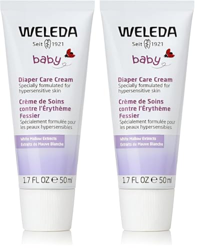 Weleda Baby White Mallow Diaper Care Cream, 1.7 Fluid Ounce, Fragrance Free Plant Rich Protection with White Mallow, Pansy, Sesame and Coconut Oils...