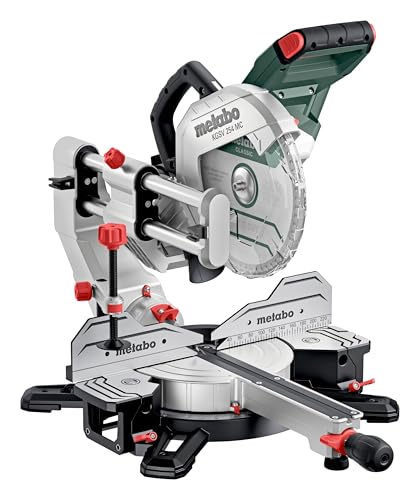 metabo Kappsäge KGSV 254 MC - 1450 W, 254 mm Sägeblatt - Mit Zugfunktion, LED-Schnittlinie, variable Drehzahl, beidseitig neigbar, kompakt, exakte Schnitte, Spanabsaugung - Für Holz, Alu, Kunststoff