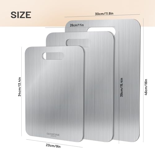 Tabla de cortar de acero inoxidable SUS316, diseño rectangular, doble cara, apta para lavavajillas, 34.04 cm x 23.11 cm x 0.18 cm miniatura 7