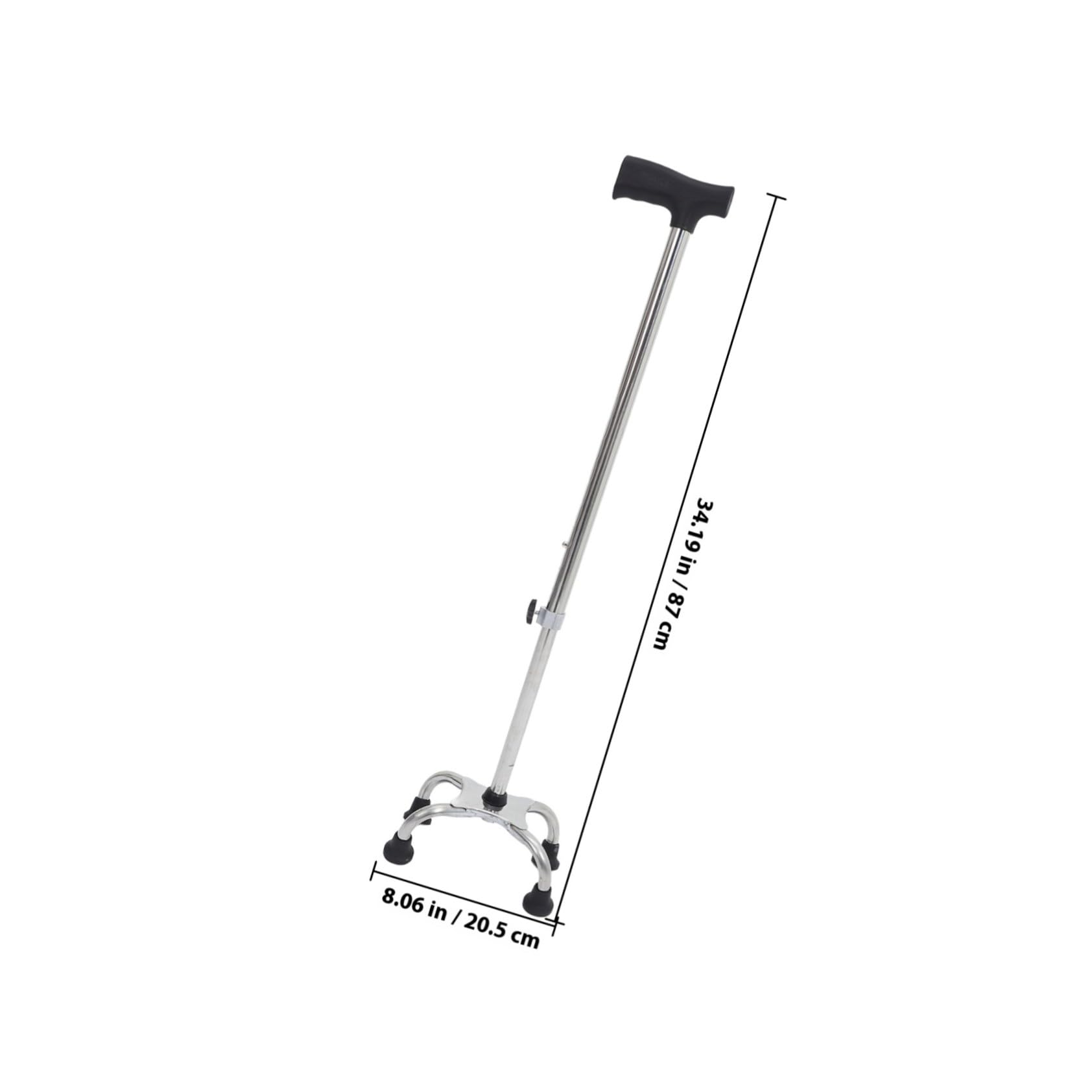 Bastón Ergonómico Ajustable Antideslizante para Caminar con Base Plana de Cuatro Patas y Soporte Adicional, Adecuado para Uso Interior y Exterior por Hombres y Mujeres