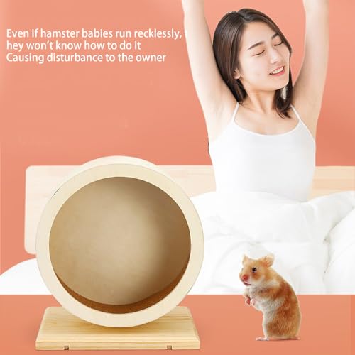 Roue d'exercice silencieuse en bois petit animal hamster souris base stable - 6