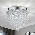 TISLYCO 4 Lights Mini Crystal Chandeliers Light, Elegant Raindrop Chandelier Lighting Fixture, Modern Crystal Flush Mount Ceiling Light for Closet, Bedroom, Hallway, Kitchen, Living Room