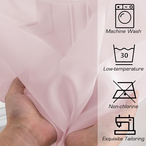 Image of OWENIE Sheer Curtains 54 Inch Length 2 Panels Set, Blush Sheer Curtain for Living Room, Soft Airy Window Treatments for Bedroom, Fimly Voile Sheer Curtains & Drapes, 2 Pcs 84 Width 54 Long