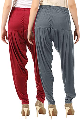 Image of Buy That Trendz Combo Offer (Pack of 3) Cotton Viscose Lycra Dhoti Patiyala Salwar Harem Bottoms Pants for Womens (White, Maroon, Black)