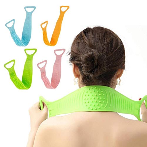 Toalla Exfoliante 1PC Long Bath Scrubber Toalla de baño Back Wash Strap Wash Scrubber Exfoliating Silicone Scrub Masaje de Cuerpo Completo Cepillo de baño Guantes exfoliantes (Color : C) (A)