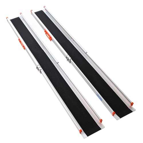 LIEKUMM Rampas Telescópicas para Silla de Ruedas, 138-244cm, 2 Unidades, Rampa Portátil Ajustable para Silla de Ruedas de 300 kg
