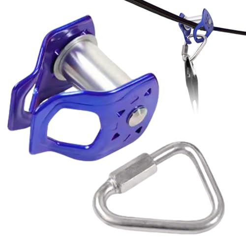 Polea Slack Line - resistente de instalación rápida, mosquetón de cable | Deslizador nNinja para niños, equipo de fitness para parque infantil al aire | Kit de rodillos de línea holgada